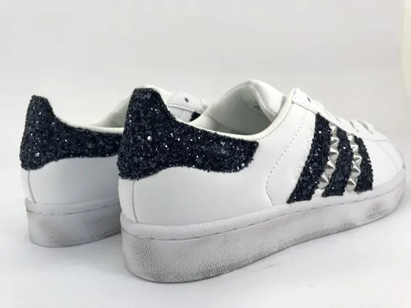 Adidas Superstar Navy Glitter with Studs