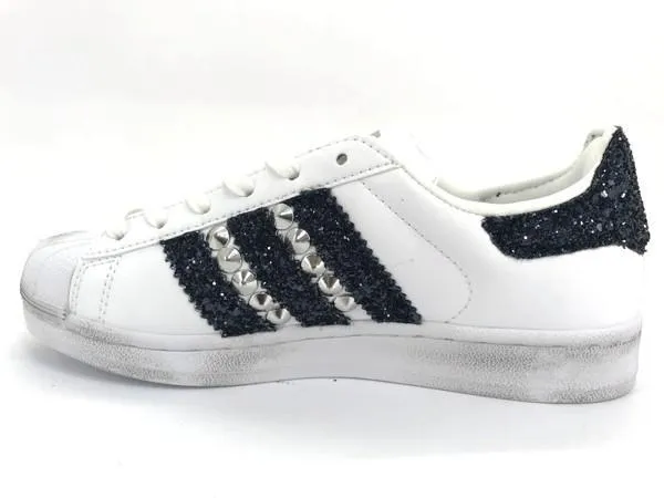 Adidas Superstar Navy Glitter with Studs