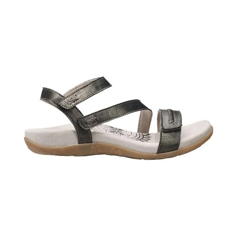 Aetrex Gabby Adjustable Quarter Strap Sandal Pewter