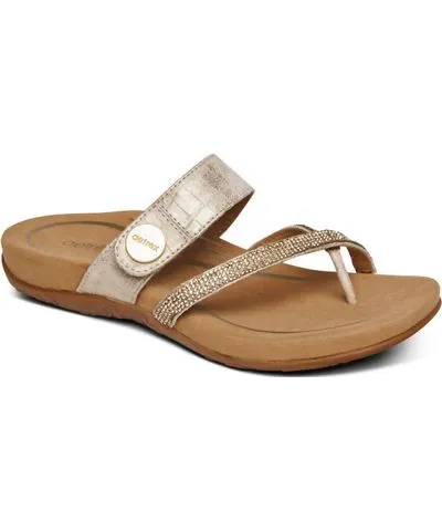 Aetrex Women's Izzy Sparkle Adjustable Slide Sandal