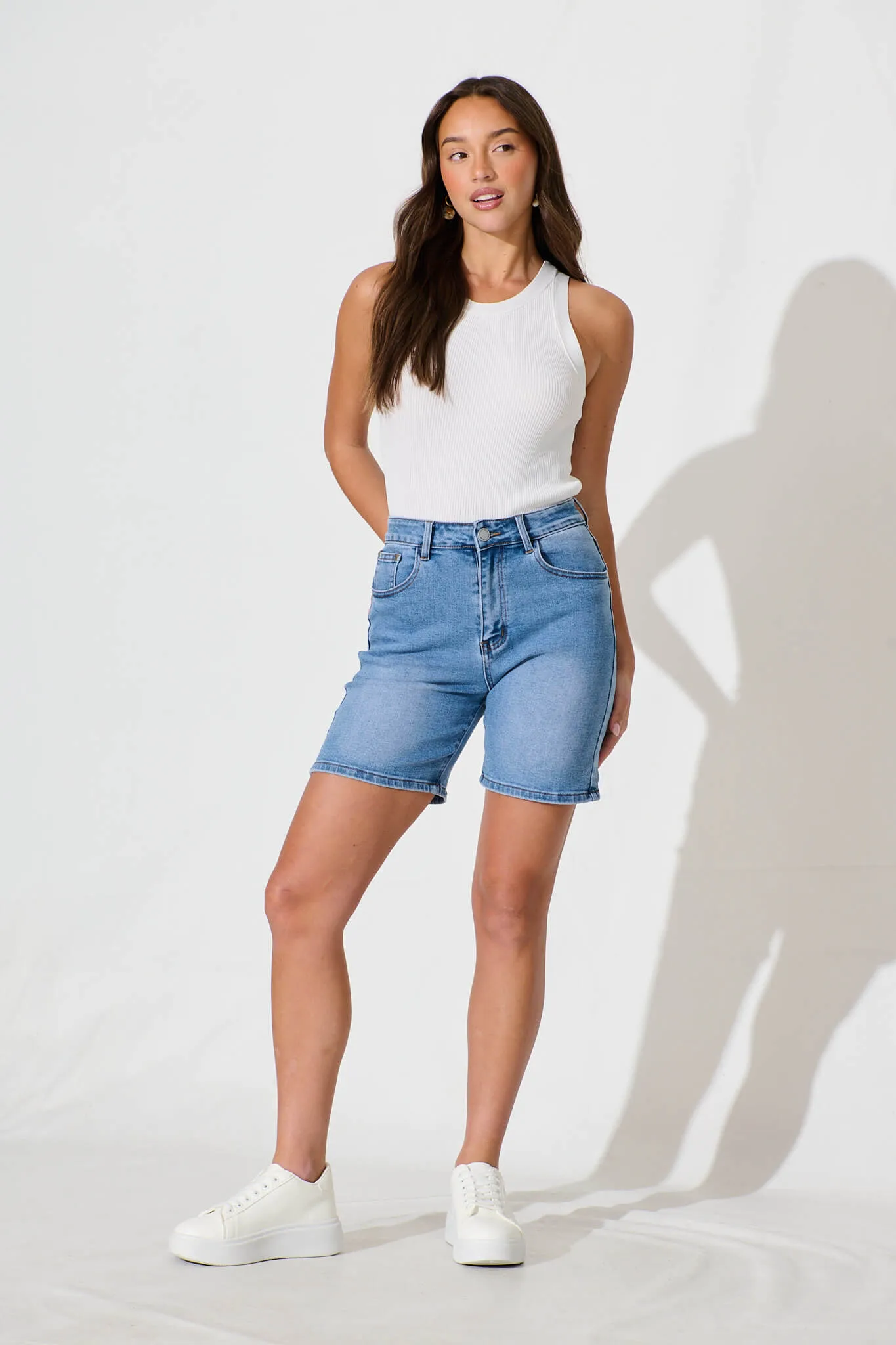 Alden Denim Short in Mid Blue