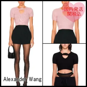 Alexander Wang  |Casual Style V-Neck Plain Short Sleeves V-neck & Crew neck