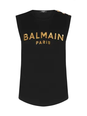 Balmain Logo Printed Crewneck Tank Top