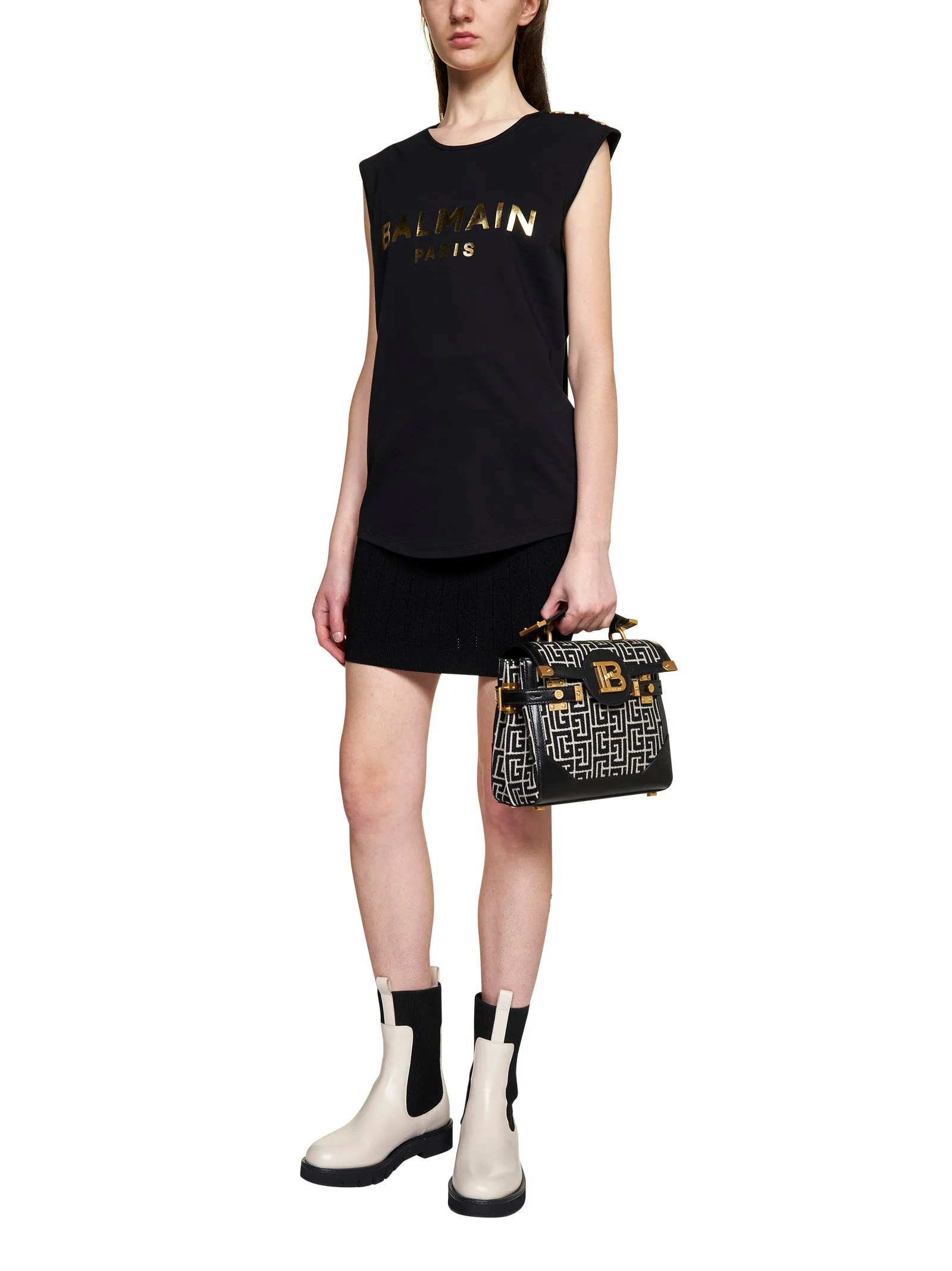 Balmain Logo Printed Crewneck Tank Top