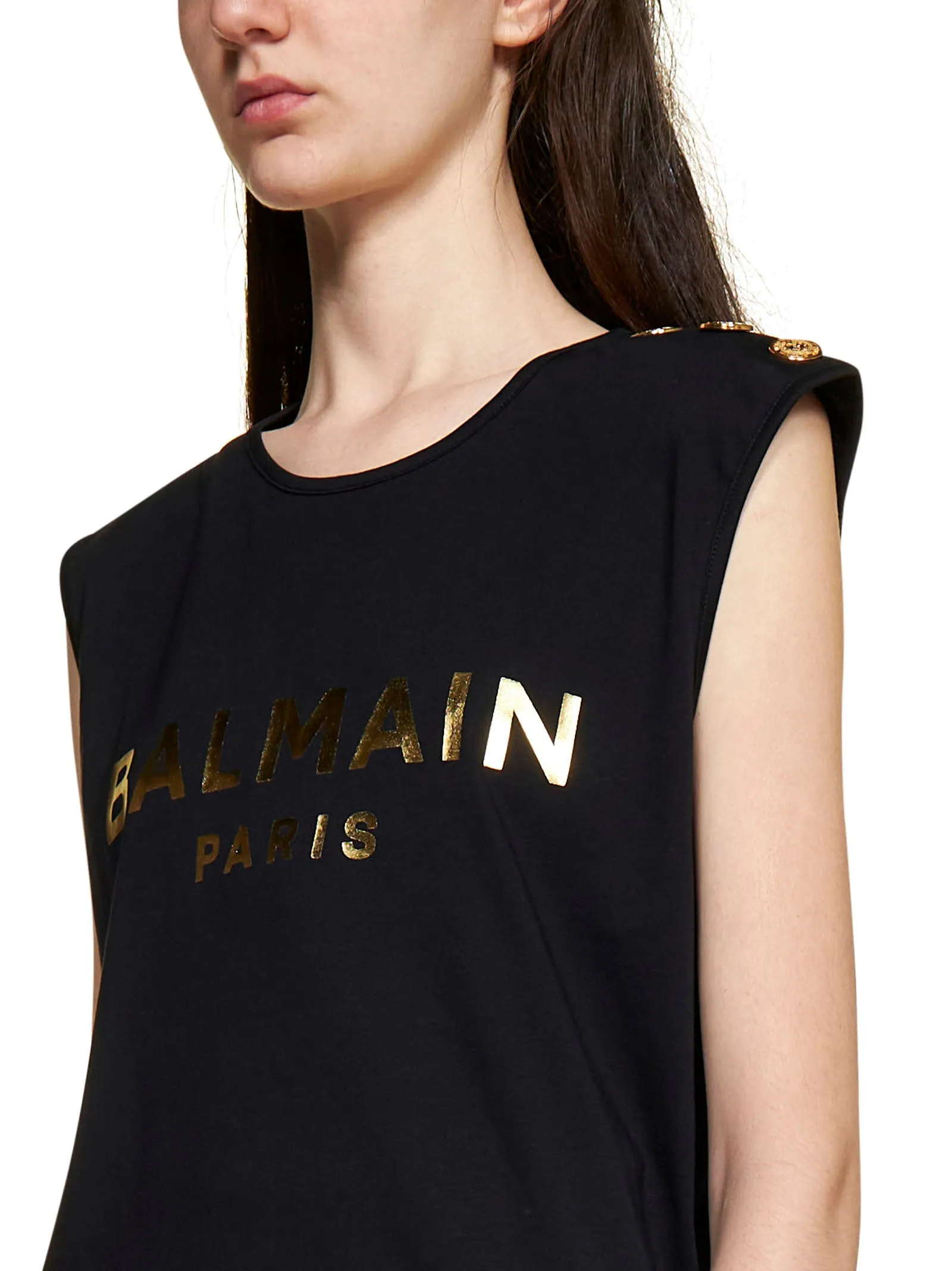 Balmain Logo Printed Crewneck Tank Top