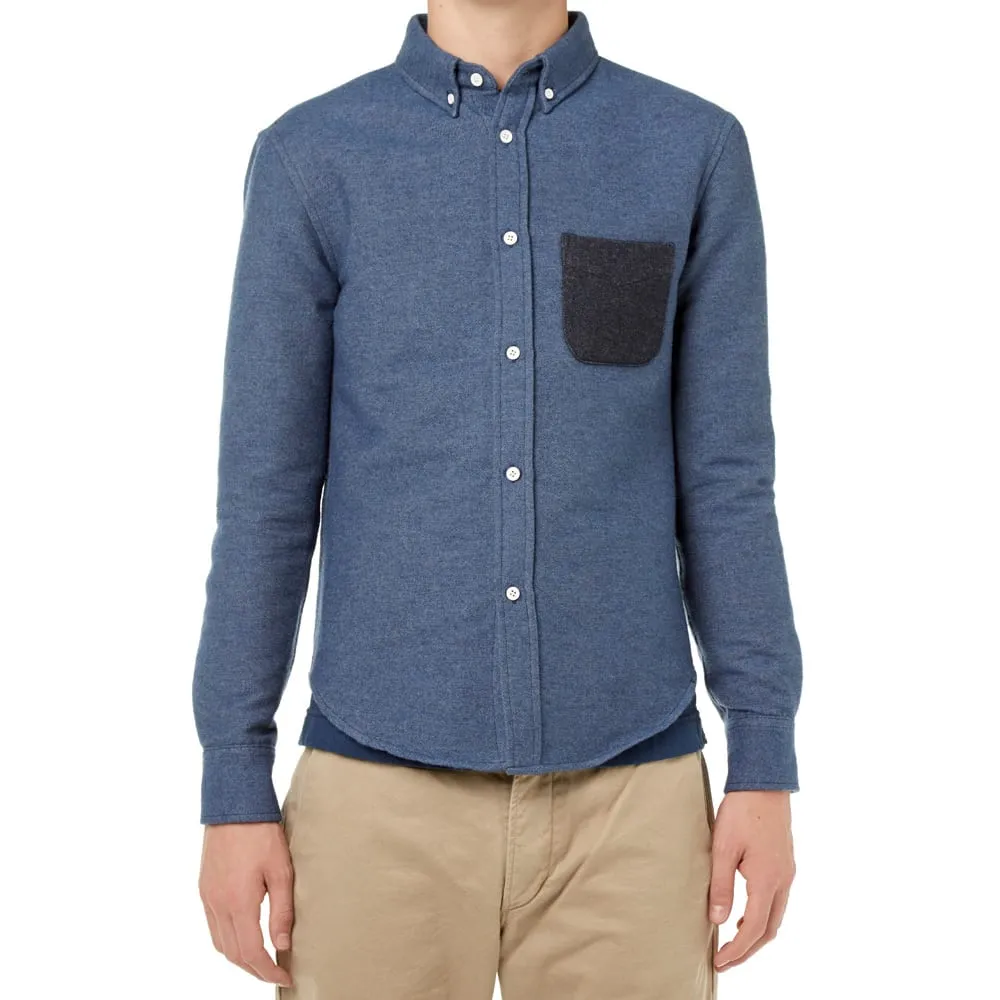 Band of Outsiders Contrast Pocket Heavy Wool ShirtIndigo