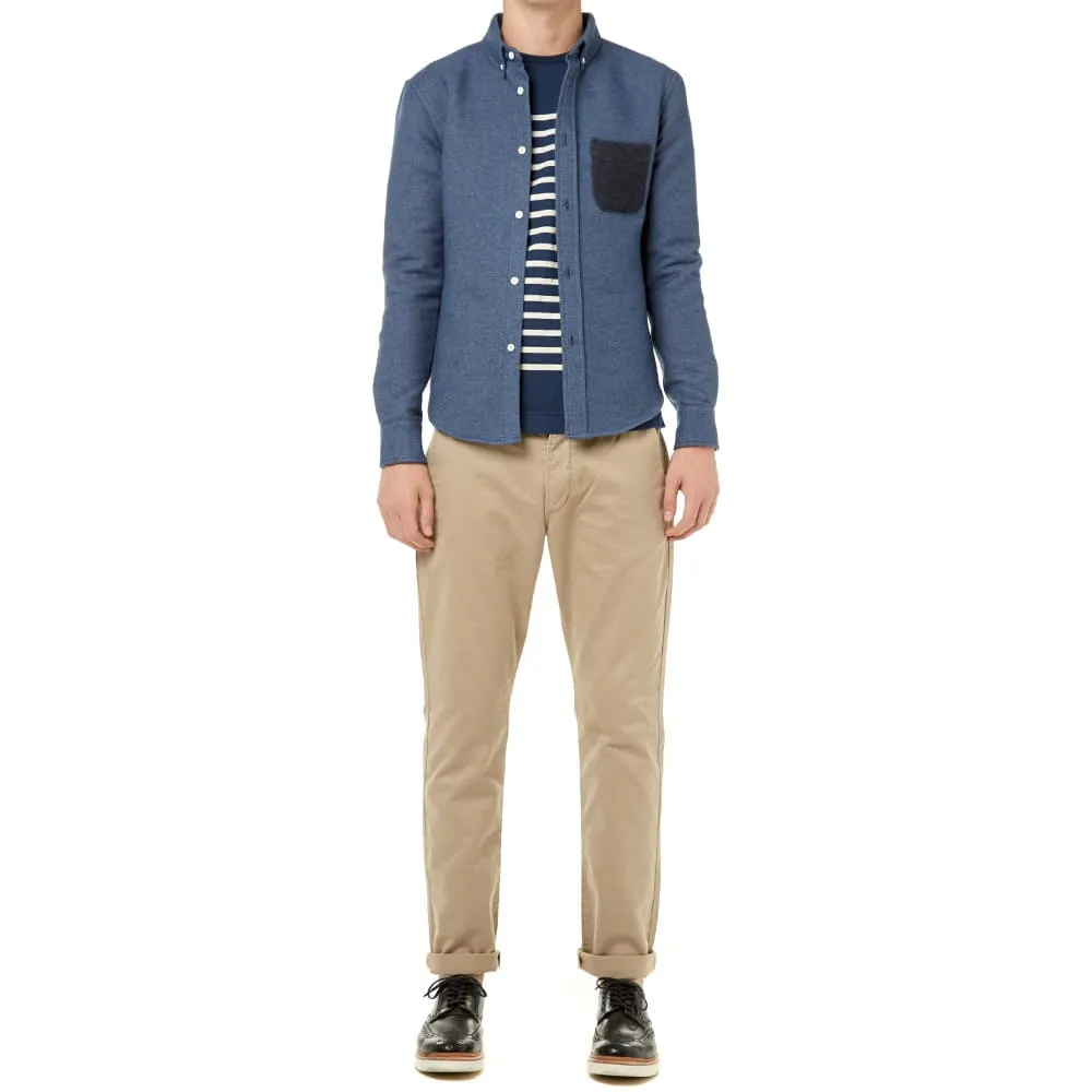 Band of Outsiders Contrast Pocket Heavy Wool ShirtIndigo