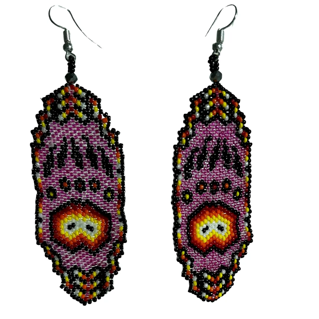 Bear Paw Long Beaded Earrings