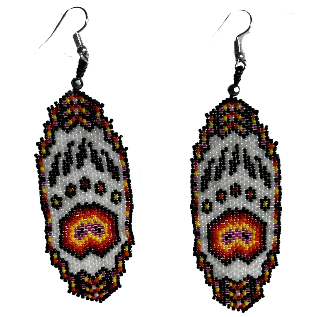 Bear Paw Long Beaded Earrings