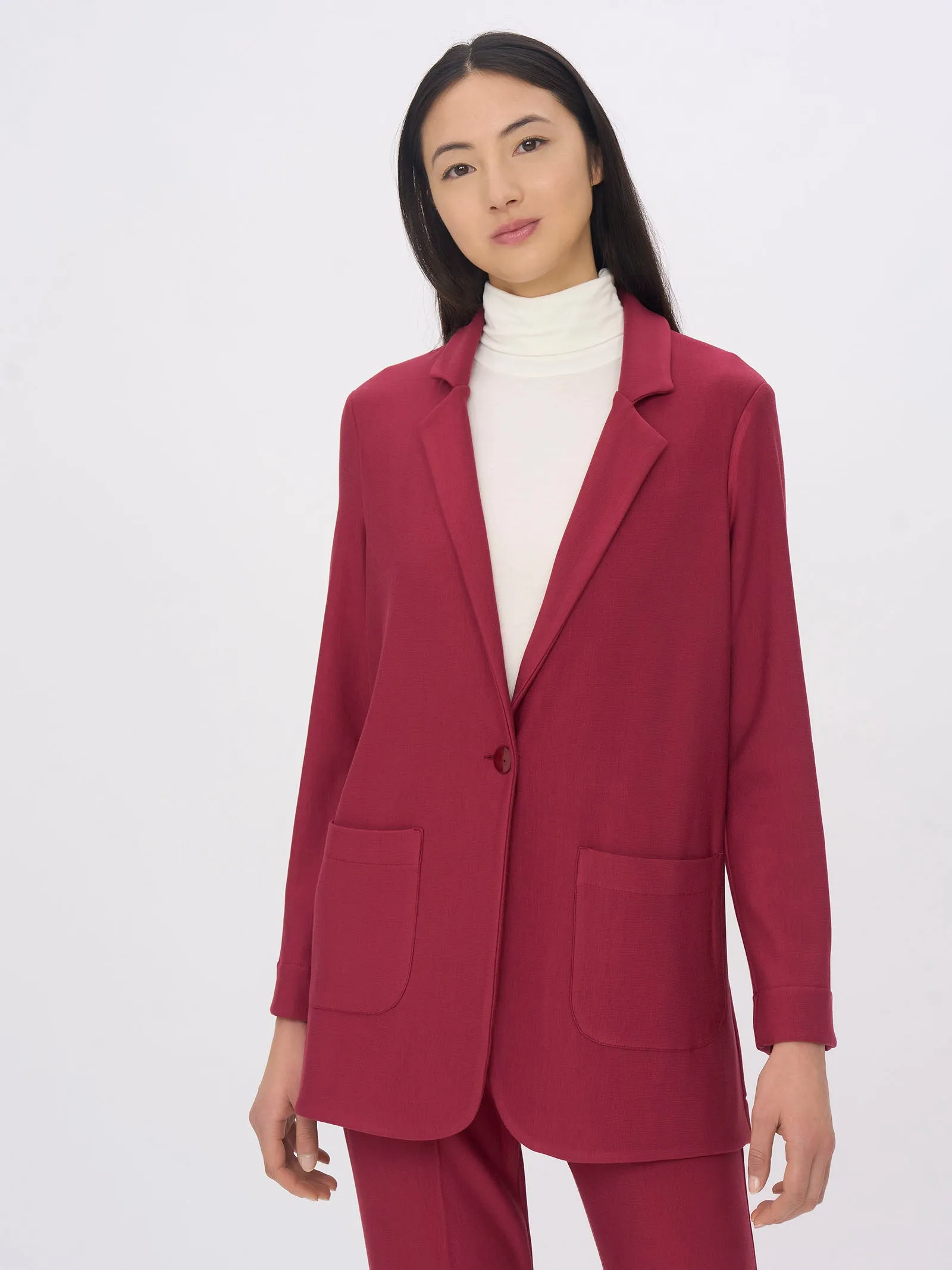 Blazer destrutturato in in Eco Techno Fleece - Tibetan Red