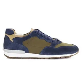 Blue Suede & Khaki Leather Trainers - CANBERRA II