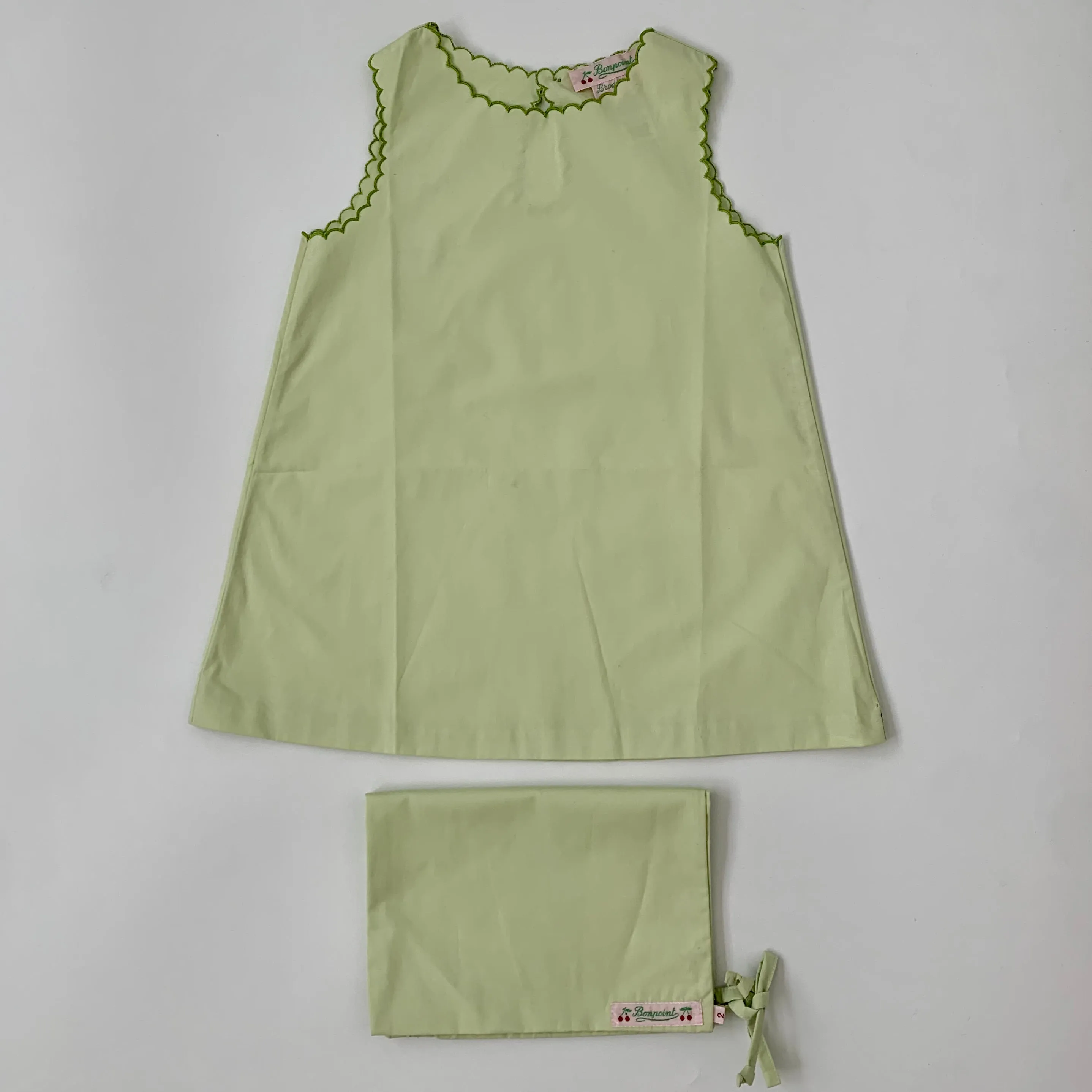 Bonpoint Lime Green Dress With Bag: 2 Years