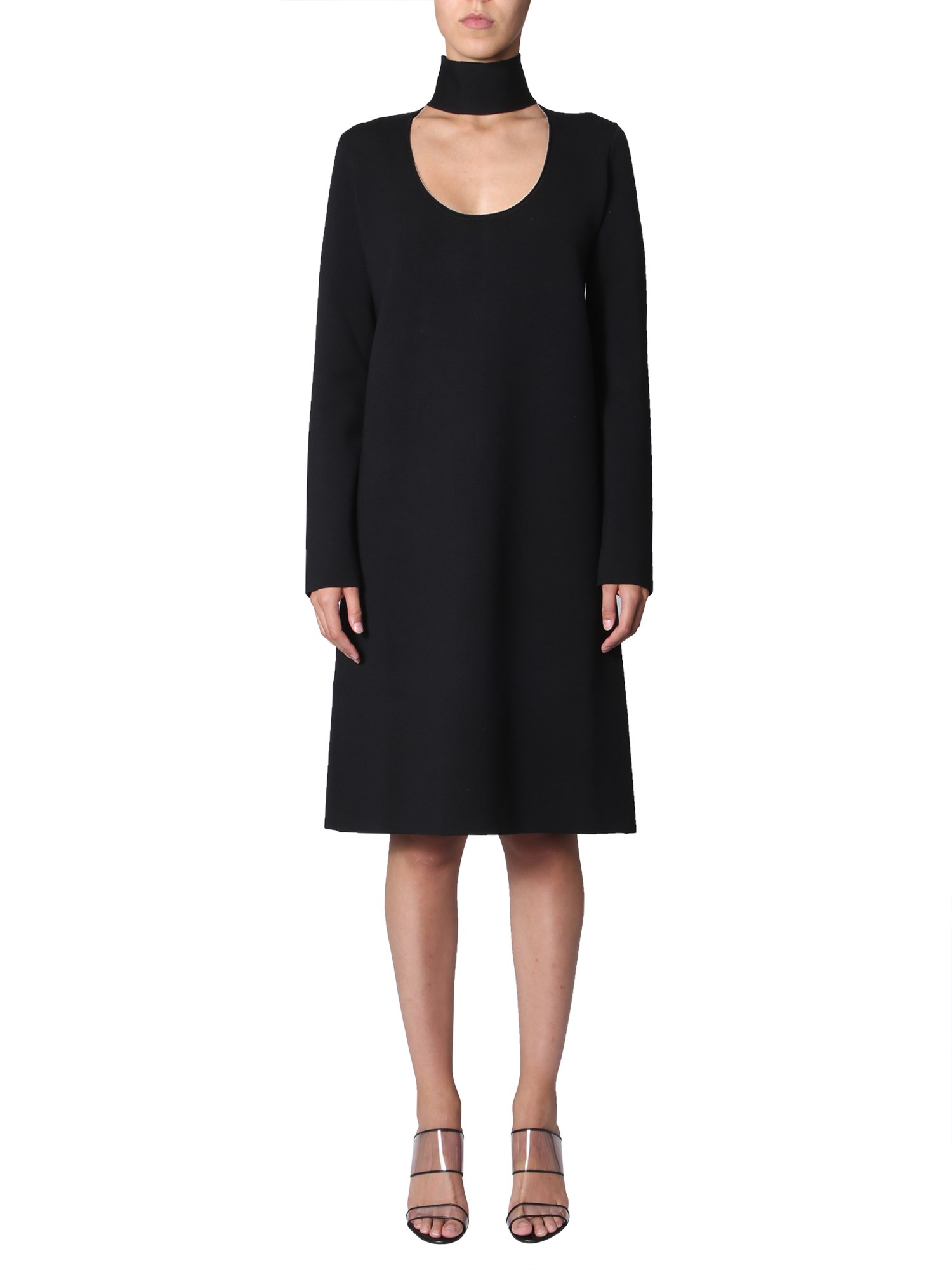 BOTTEGA VENETA    HIGH NECK WOOL AND VISCOSE DRESS