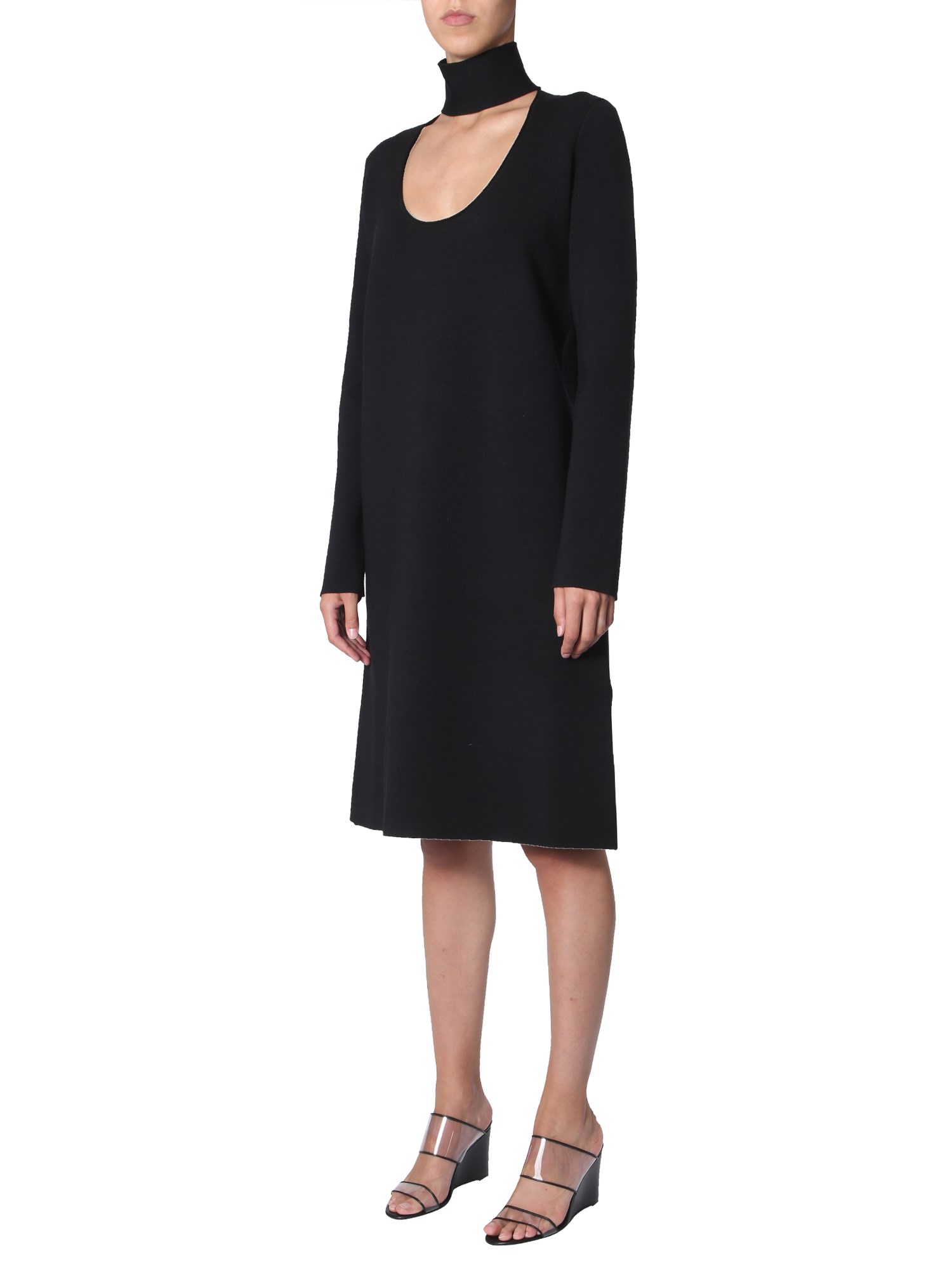 BOTTEGA VENETA    HIGH NECK WOOL AND VISCOSE DRESS