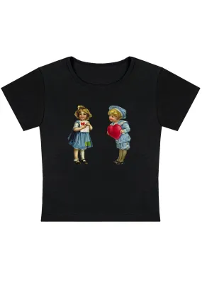 Boys Girls Red Hearts Y2K Baby Tee