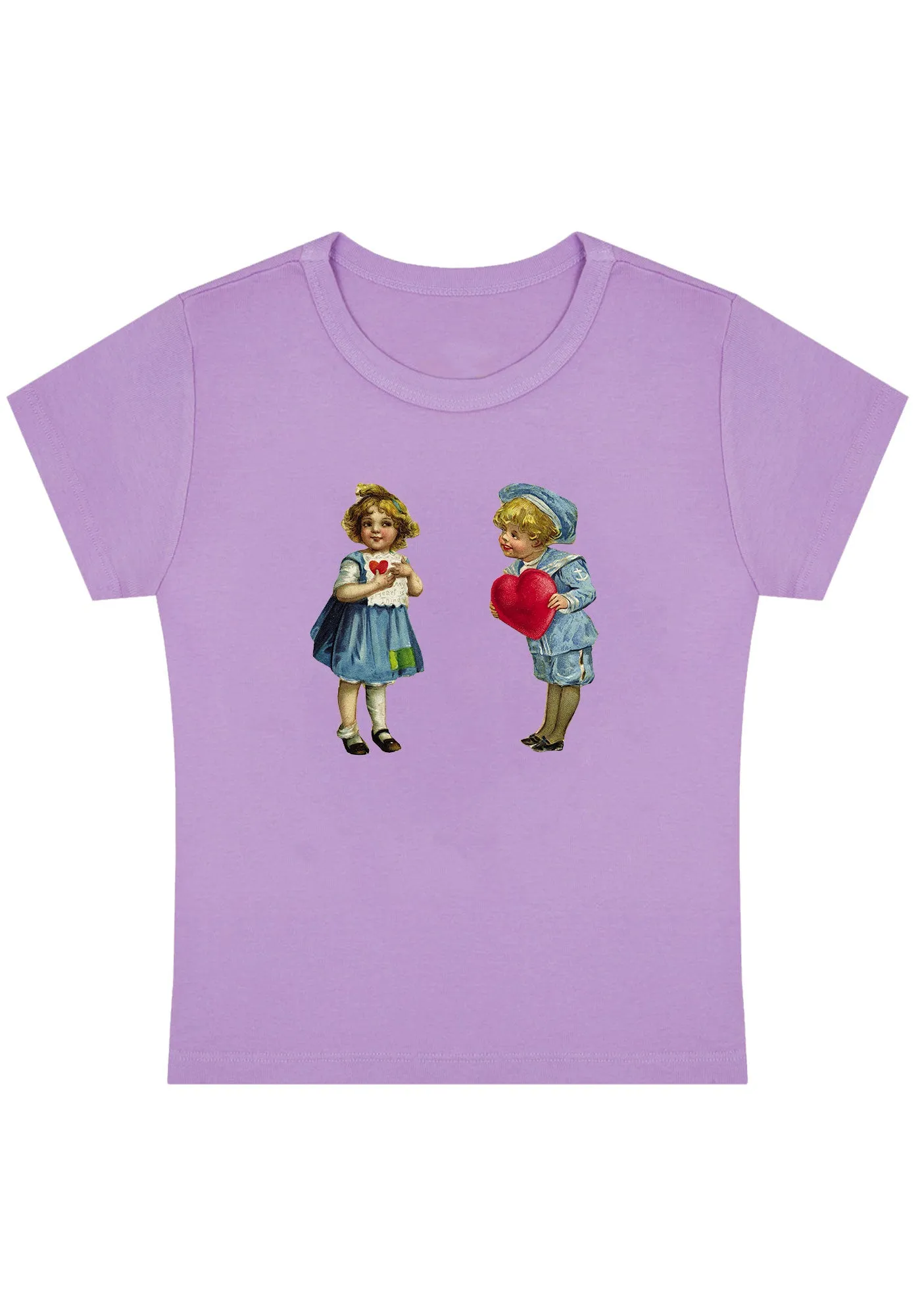 Boys Girls Red Hearts Y2K Baby Tee