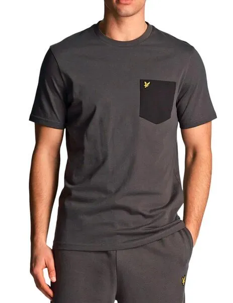 Camiseta Lyle Scott gris con bolsillo negro para hombre