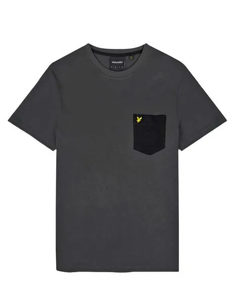 Camiseta Lyle Scott gris con bolsillo negro para hombre