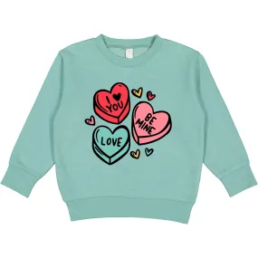 Candy Hearts Sweatshirt / Teal or Pink