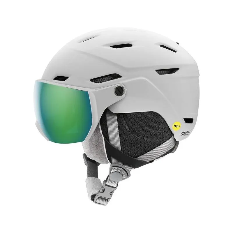 Casco de esquí con visera Junior Smith Survey J Mips (Matte White Green Mirror)