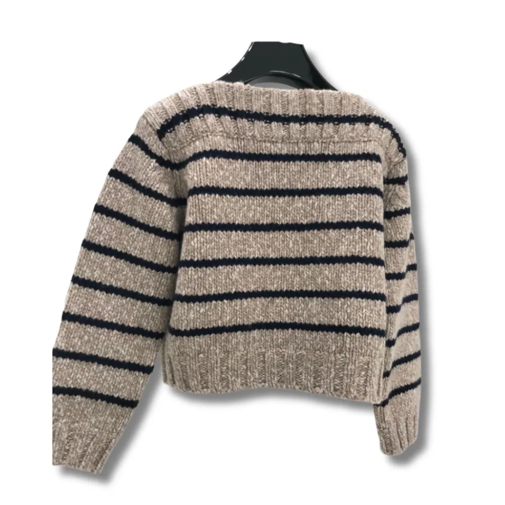 CELINE  |Stripes Wool Boat Neck V-neck & Crew neck