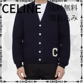 CELINE  |Wool Street Style Logo V-neck & Crew neck