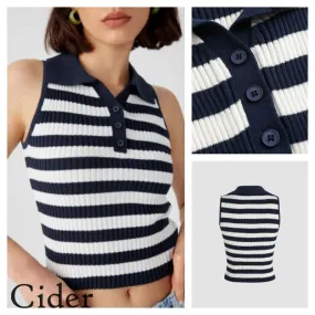 Cider  |Short Stripes Casual Style Sleeveless Plain