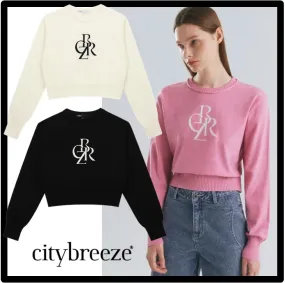 citybreeze  |Casual Style Unisex Street Style Logo V-neck & Crew neck