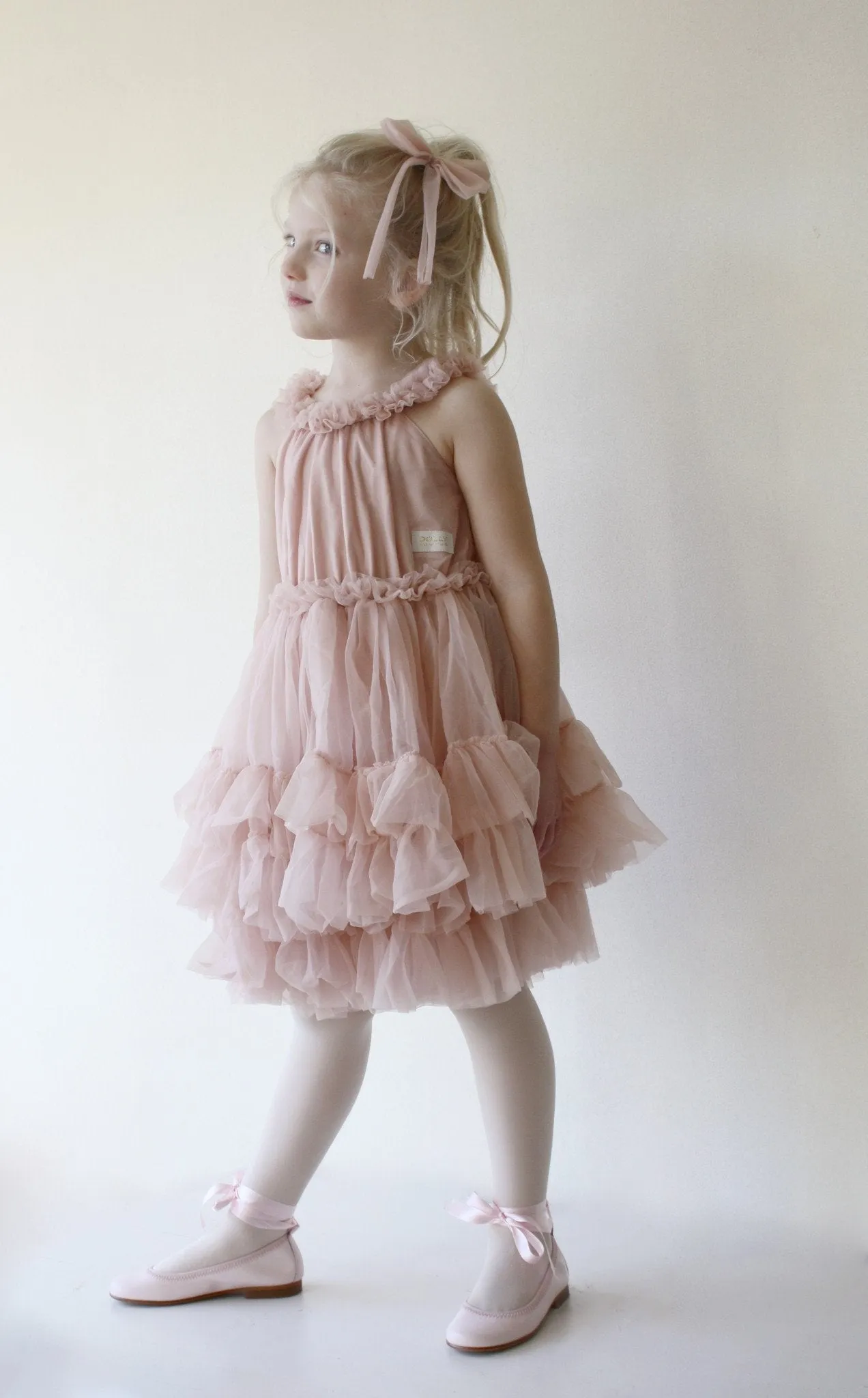 DOLLY by Le Petit Tom  RUFFLED CHIFFON DANCE DRESS ballet pink