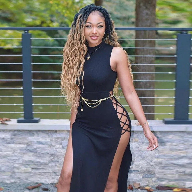 Elegant Black Sleeveless Bandage Sexy Dress