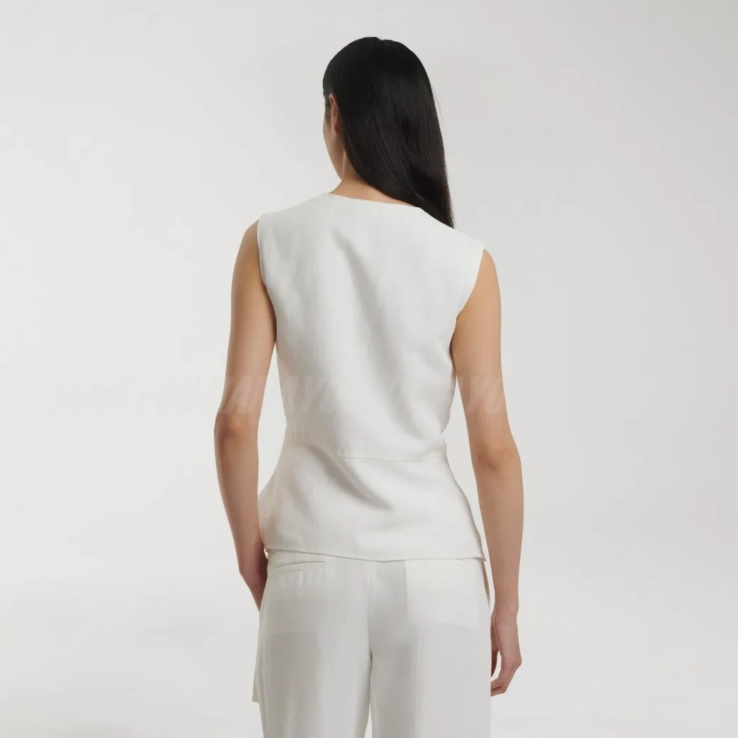 FABIANA FILIPPI  |Casual Style Linen Blended Fabrics Sleeveless V-Neck Plain