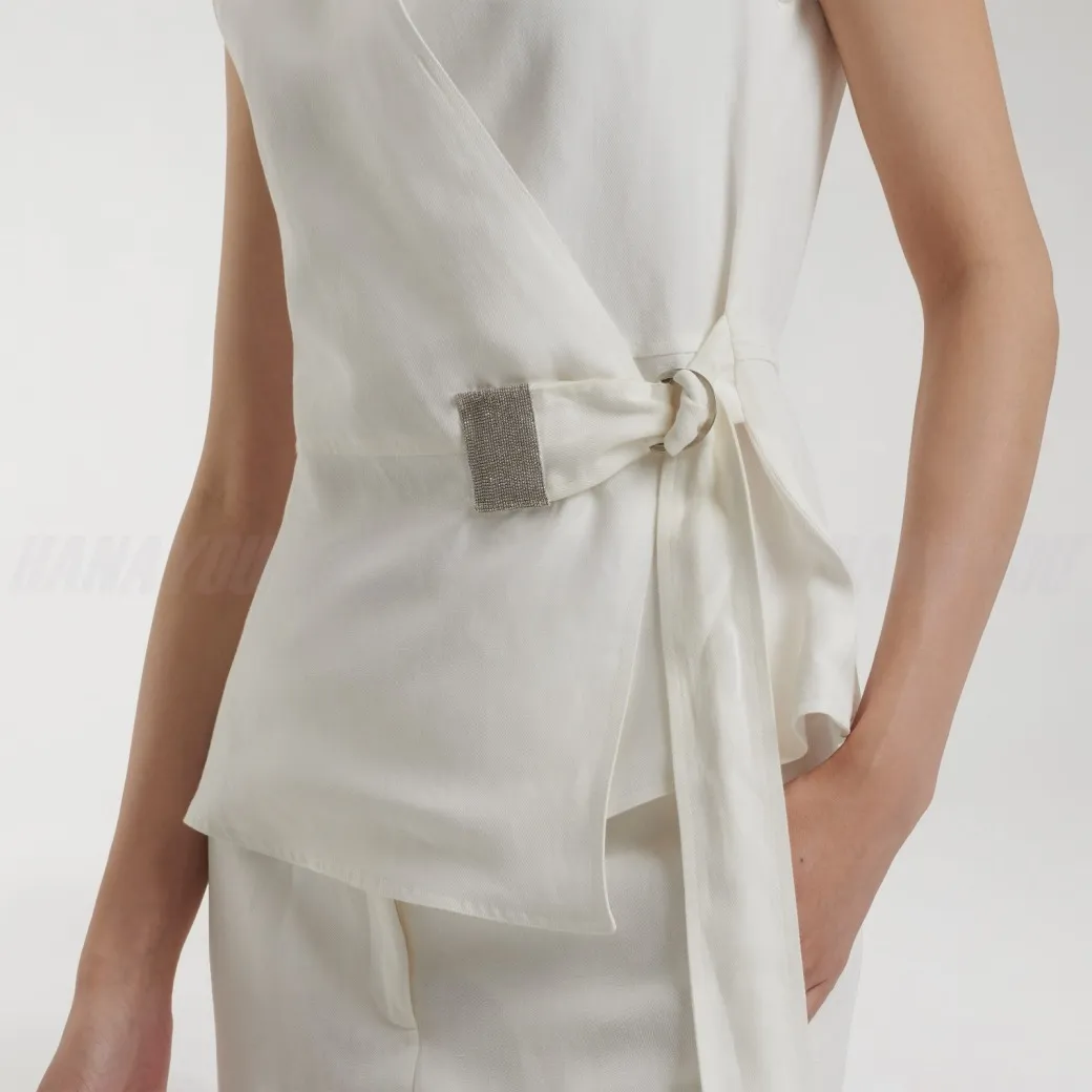 FABIANA FILIPPI  |Casual Style Linen Blended Fabrics Sleeveless V-Neck Plain