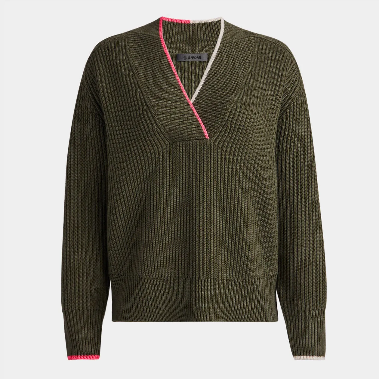 G FORE  |Casual Style Wool Rib Street Style V-Neck Long Sleeves Plain