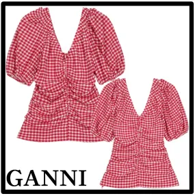 Ganni  |Casual Style Street Style Logo Shirts & Blouses