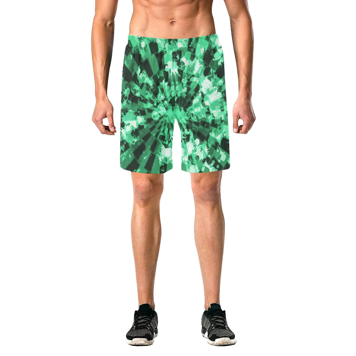 Green Tie-Dye Casual Shorts