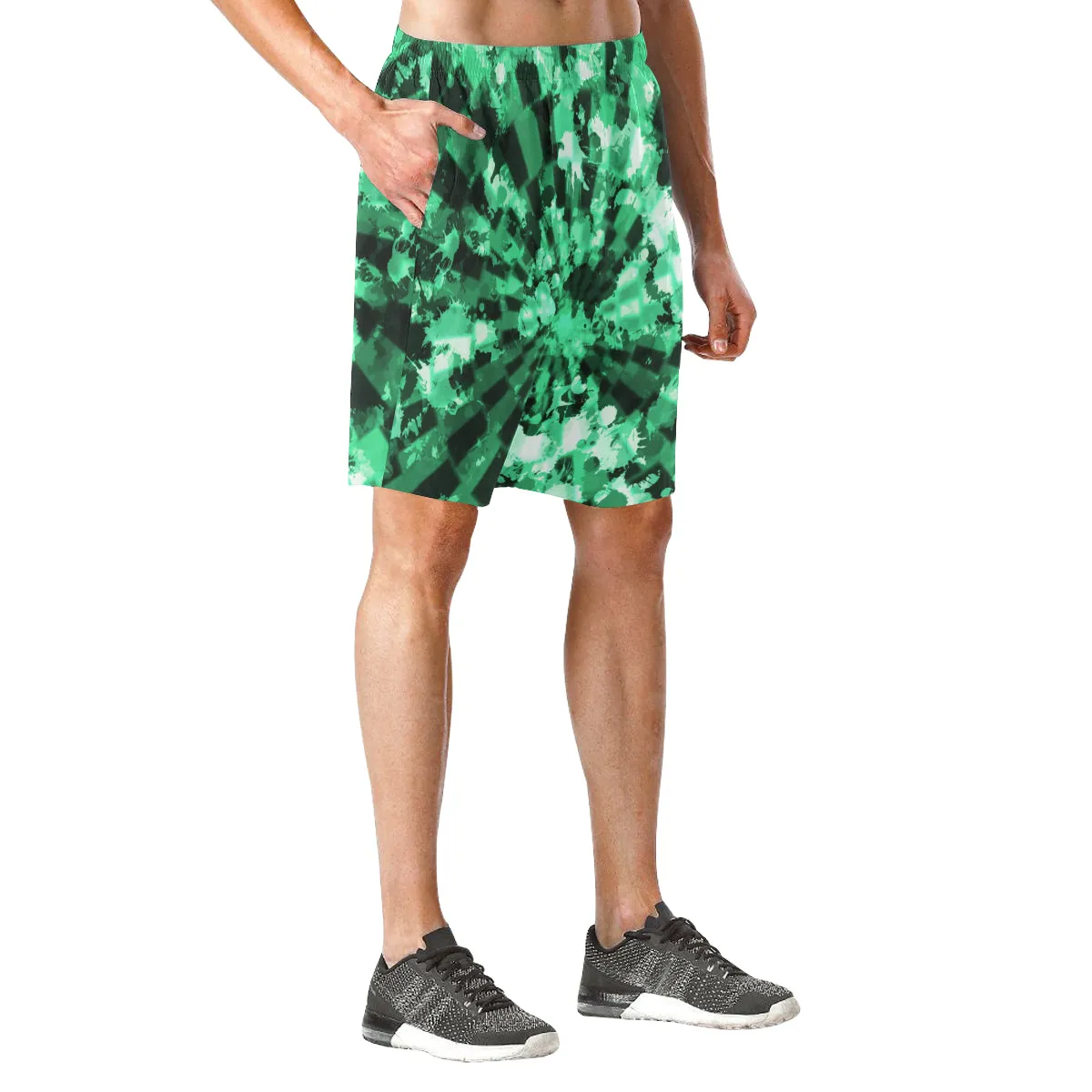 Green Tie-Dye Casual Shorts