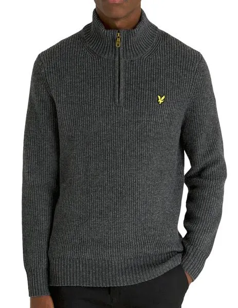 Jersey Lyle Scott Ribbed Quarter Zip gris para hombre