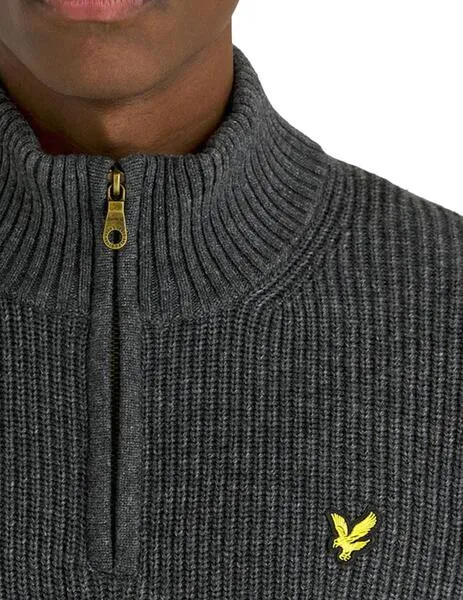 Jersey Lyle Scott Ribbed Quarter Zip gris para hombre