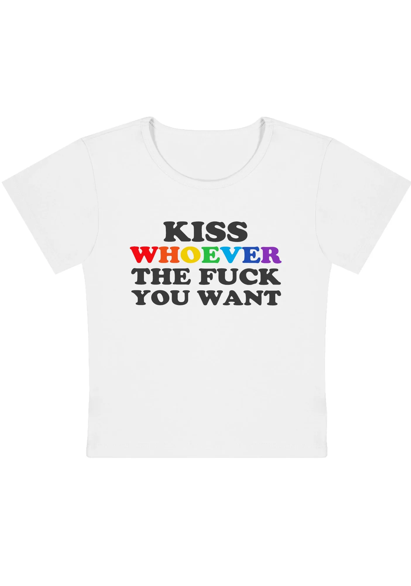 Kiss Whoever You Want Y2K Baby Tee