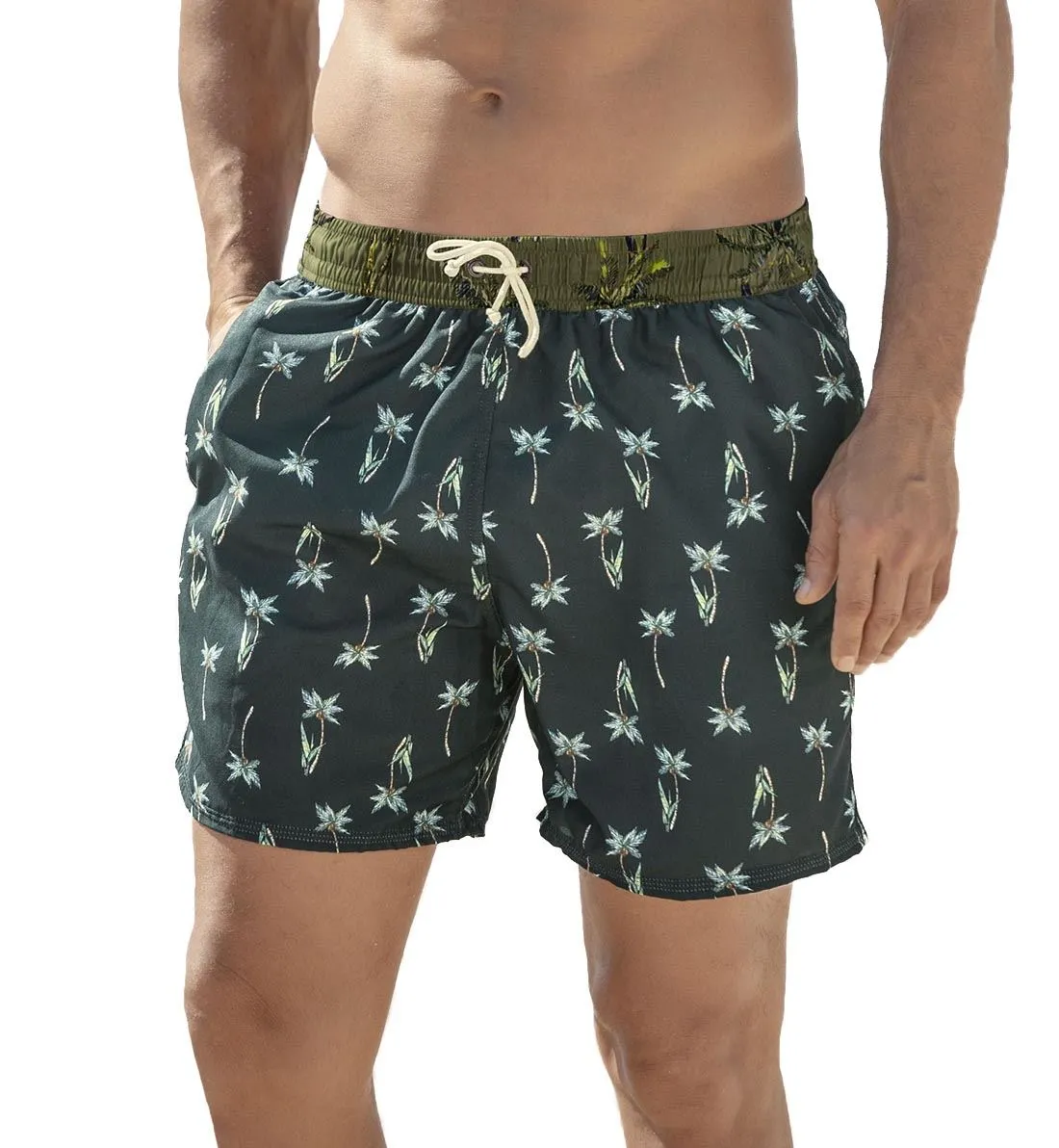 LEO Men's Printed Loose Fit Swim Trunk (505028) - Blue Palm