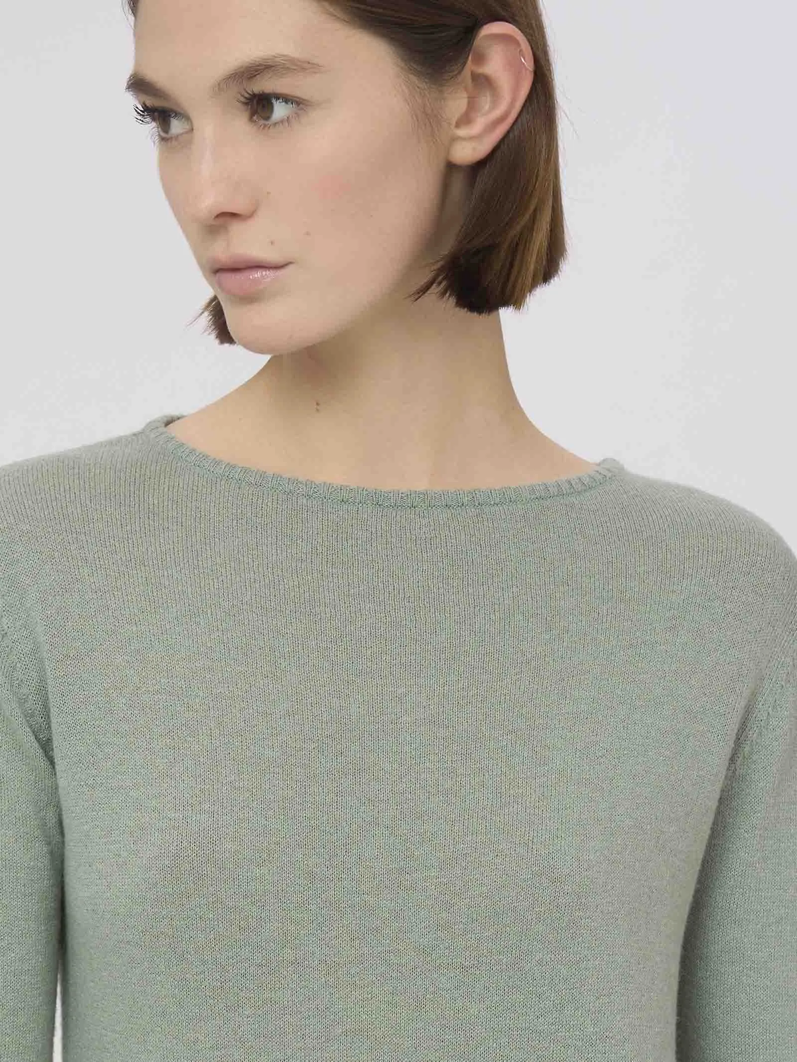 Maglia con scollo barchetta in filato Nice Wool - Juniper