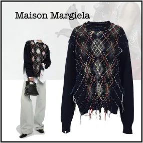 Maison Margiela  |Argile Casual Style Wool U-Neck Long Sleeves