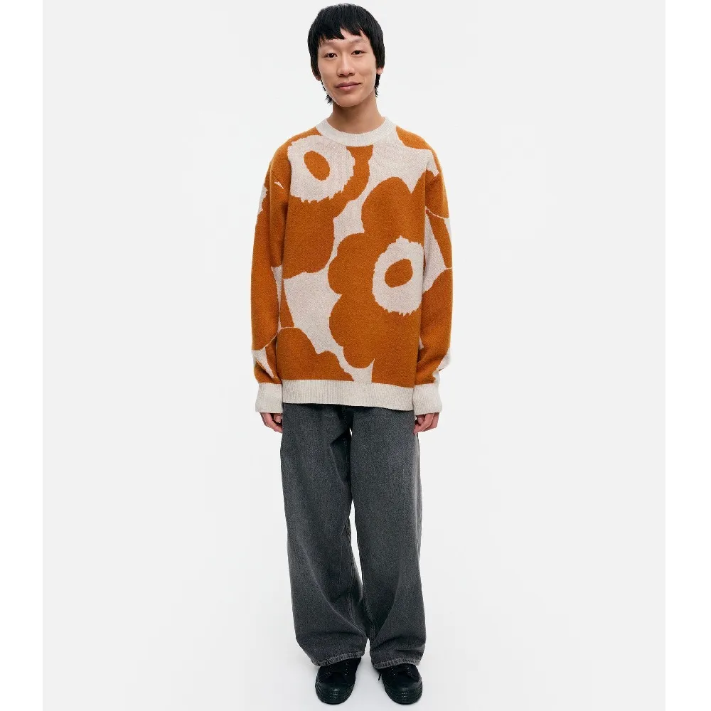 marimekko  |Crew Neck Flower Patterns Casual Style Unisex Wool Rib