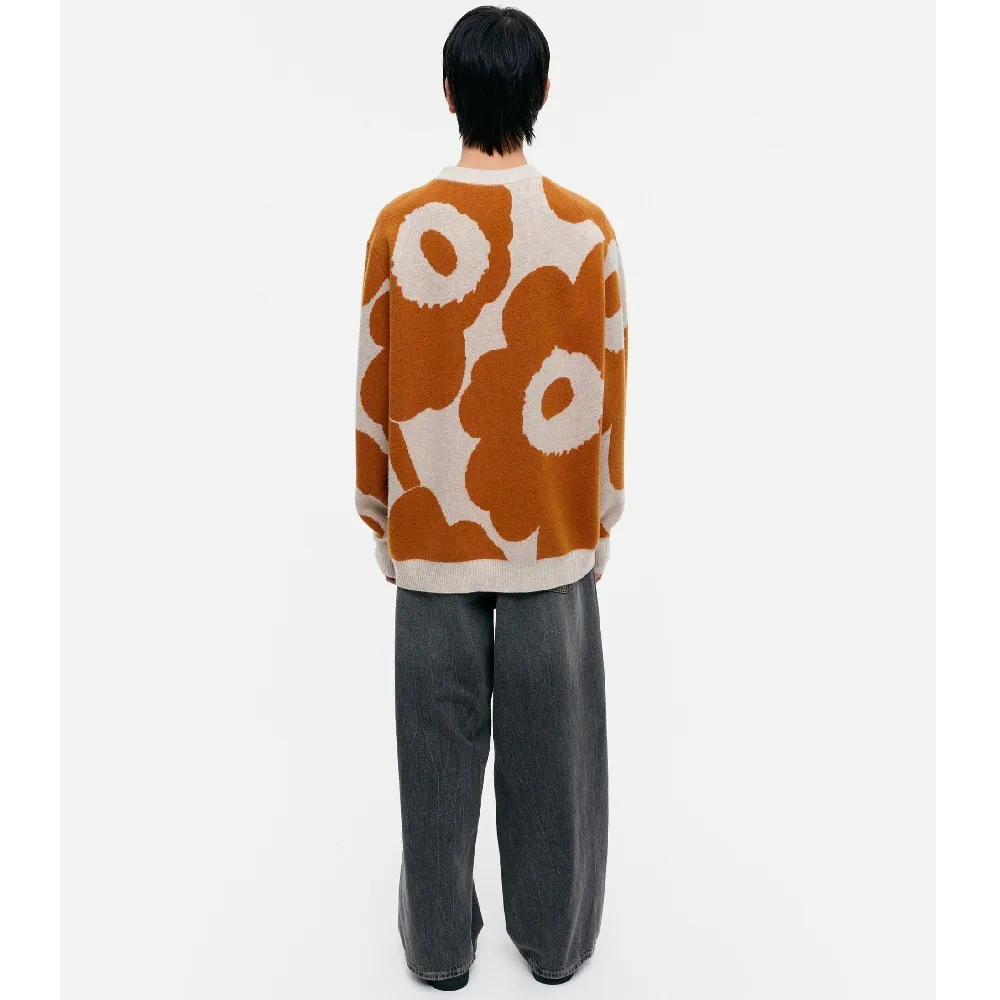 marimekko  |Crew Neck Flower Patterns Casual Style Unisex Wool Rib