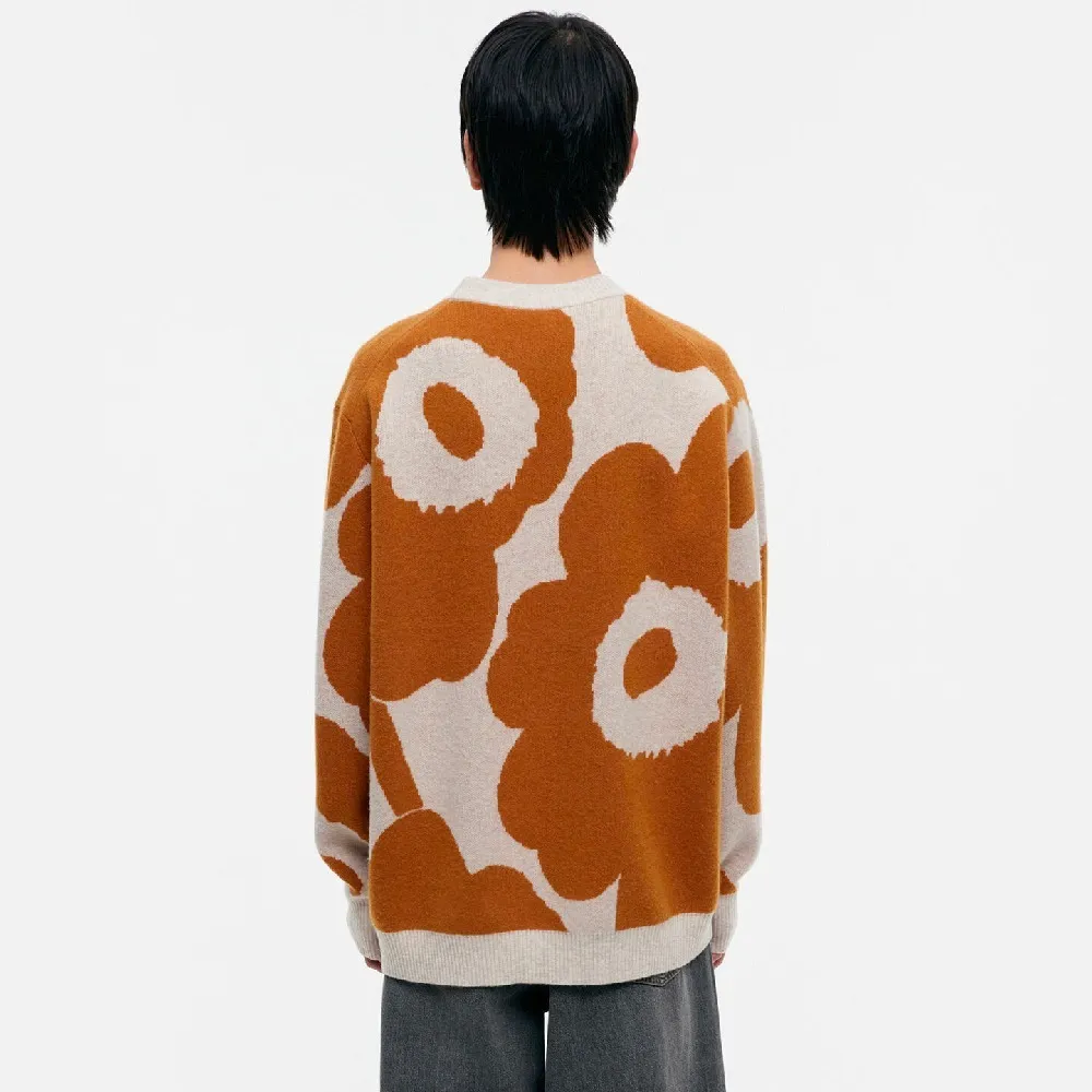 marimekko  |Crew Neck Flower Patterns Casual Style Unisex Wool Rib