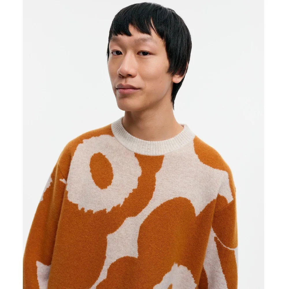 marimekko  |Crew Neck Flower Patterns Casual Style Unisex Wool Rib