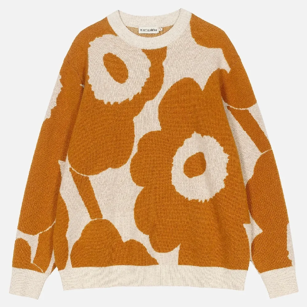 marimekko  |Crew Neck Flower Patterns Casual Style Unisex Wool Rib