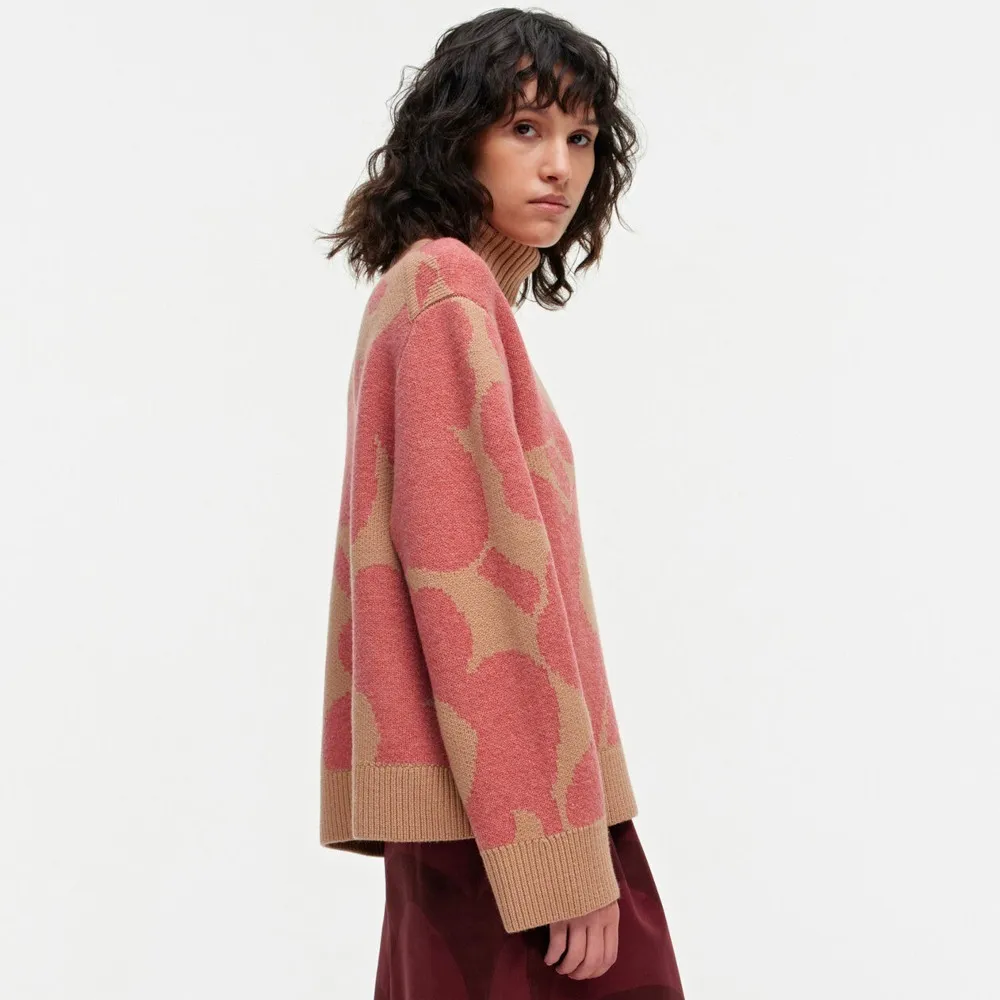 marimekko  |Flower Patterns Casual Style Wool Street Style Long Sleeves