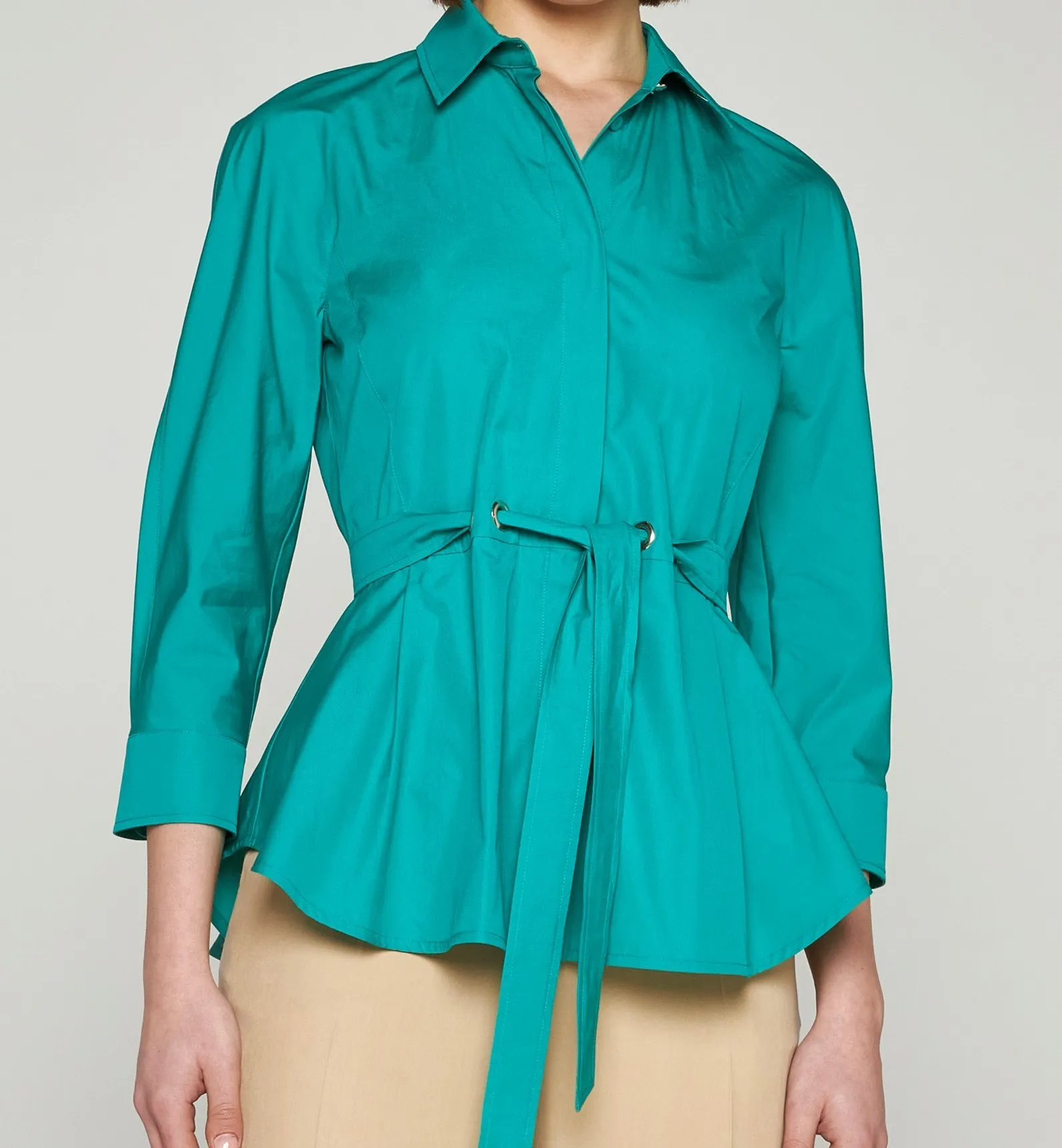 MaxMara  |Casual Style Peplum Cropped Plain Cotton Medium Party Style