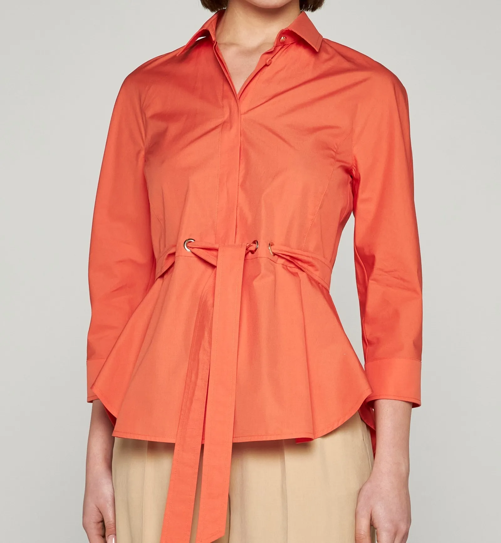 MaxMara  |Casual Style Peplum Cropped Plain Cotton Medium Party Style